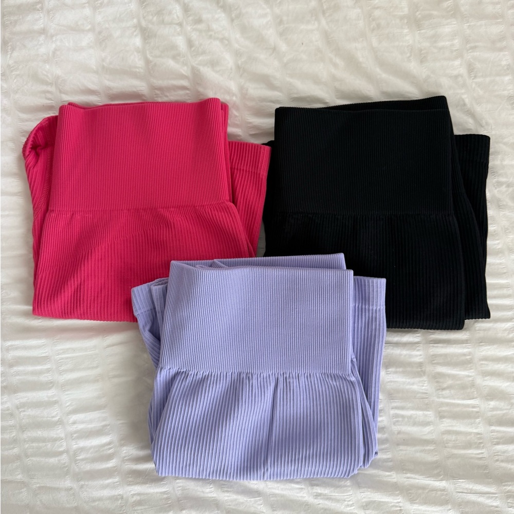 Amazon Women's Athletic Biker Shorts - set of 3 (Pink, Black, and Lavender)